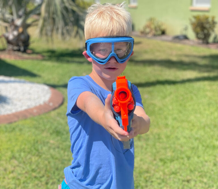 Boy holding a nerf gun